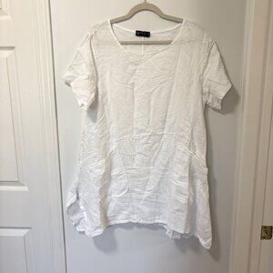 BELLA AMORE 100% Linen Made in Italy Summer Blouse in white size ?XL